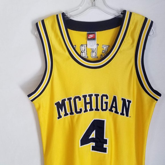 VTG Nike Chris Webber Michigan Wolverines Fab 5 Basketball Jersey Size 4… - Picture 2 of 7